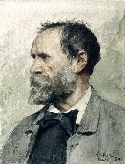Self-Portrait in Profile, Facing Left by Albert Anker